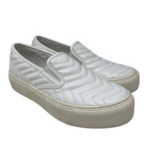 Wild Pair White Milann Round Toe Platform Slip On Sneakers 6.5